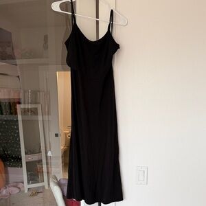 LOFT Black Midi Dress with Spaghetti Straps
